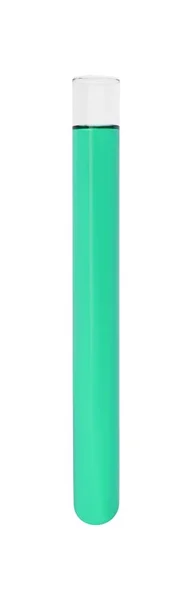 Тестовая Трубка Зеленой Жидкостью Изолированы Белом — стоковое фото