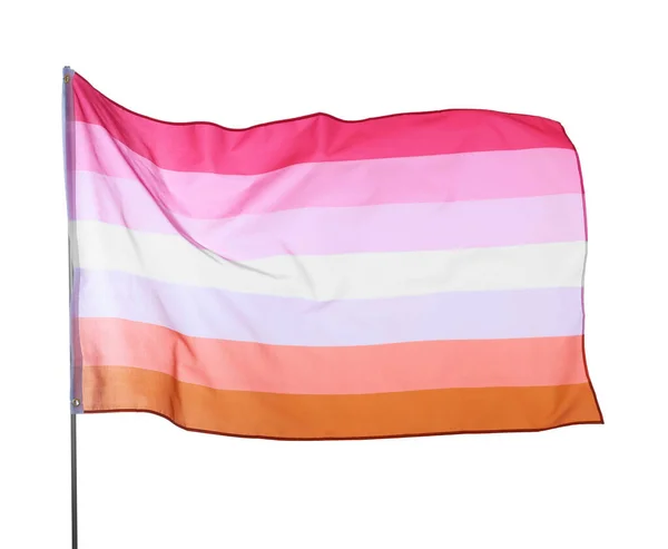 Bright Lesbian Flag Fluttering White Background — Stok fotoğraf