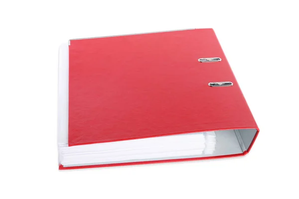Ένας Κόκκινος Φάκελος Γραφείου Απομονωμένος Στο Λευκό — Φωτογραφία Αρχείου