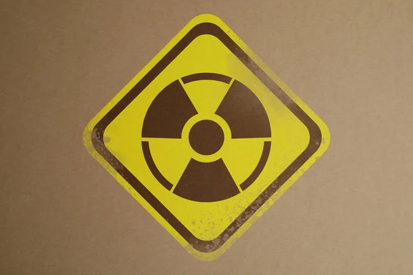 Panneau Radioactif Sur Fond Brun Symbole Danger — Photo