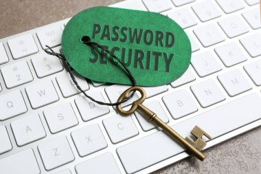 Klavyede PASSWORD GÜVENLİĞİ etiketli anahtar, kapat