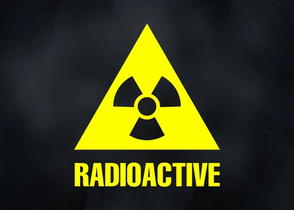 Radioactief Bord Zwarte Achtergrond Gevarensymbool — Stockfoto