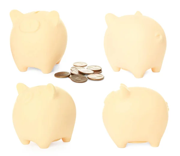 Set Piggy Banks White Background — Stock Photo, Image