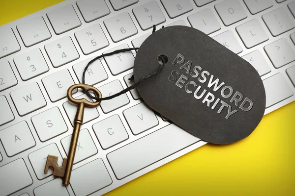 Κλειδί Ετικέτα Password Security Στο Πληκτρολόγιο Κοντινό Πλάνο — Φωτογραφία Αρχείου