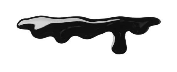 Pintura Negra Brillante Derramada Sobre Fondo Blanco Vista Superior —  Fotos de Stock