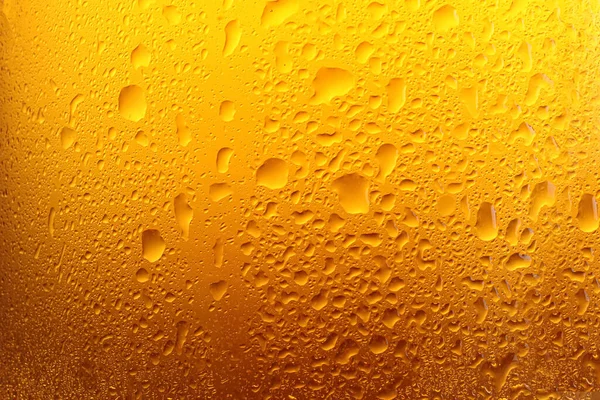 Glass Tasty Cold Beer Condensation Drops Background Closeup — Foto de Stock