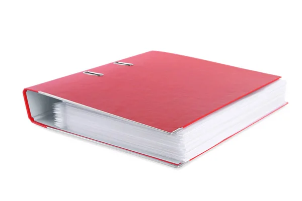 一个用白色隔开的红色办公室文件夹 — 图库照片