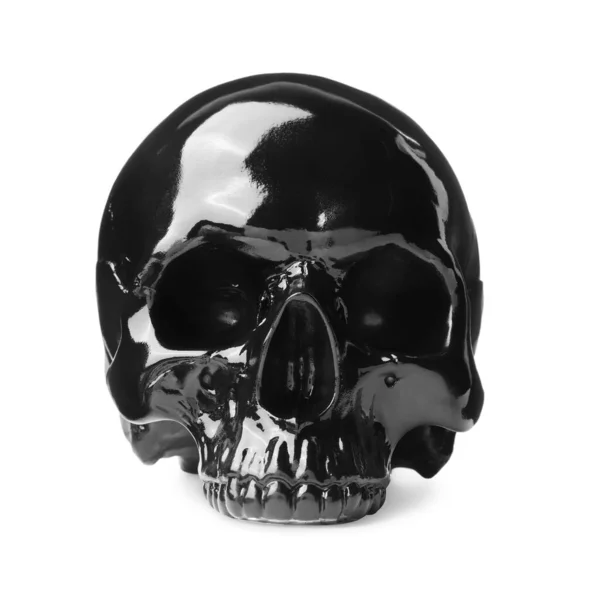 Black Glossy Human Skull Isolated White Stock Photo