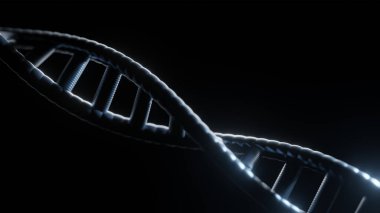 Karanlık arka planda DNA yapısı. Görüntü