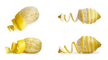 Taze limonlar ve beyaz arka planda zevkle ayarlandı