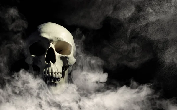 Scary Skull Emerging Smoke Darkness — Stock Photo, Image