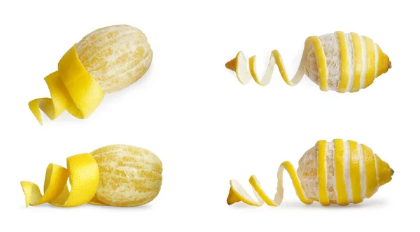 新鮮なレモンとゼストをホワイトの背景にセット — ストック写真