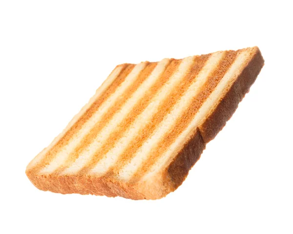 Slice Delicious Toasted Bread Isolated White — Fotografie, imagine de stoc
