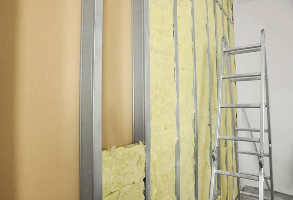 Ladder Wall Metal Studs Insulation Material Indoors — Photo