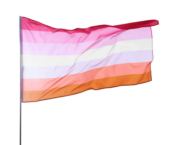 Bright Lesbian Flag Fluttering White Background — Foto de Stock