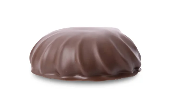 Delicioso Malvavisco Cubierto Chocolate Aislado Blanco — Foto de Stock