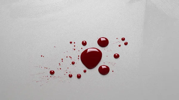 Drops Blood Grey Background Top View — Stock Photo, Image