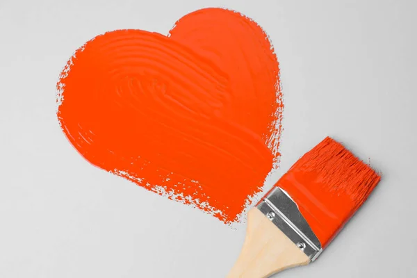Srdce Tvar Oranžové Barvy Štětec Bílém Pozadí — Stock fotografie