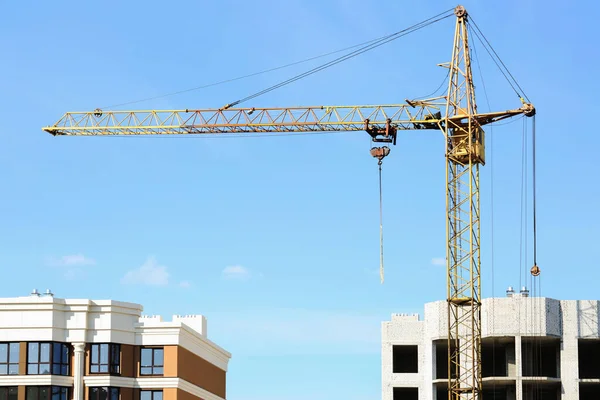 Construction Site Tower Crane Unfinished Building — Stock Photo, Image