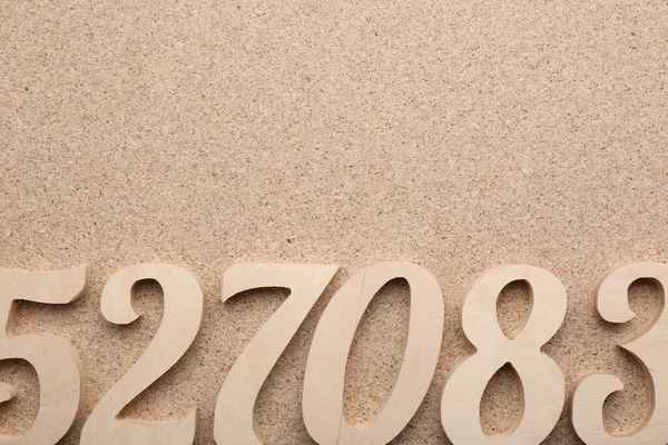 Números Madeira Placa Fibra Flat Lay Espaço Para Texto — Fotografia de Stock