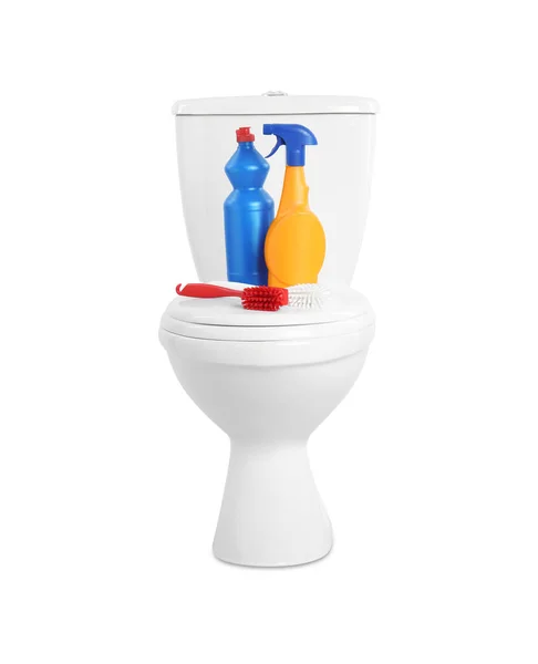 Туалетна Чаша Приладдя Прибирання Білому Тлі — стокове фото