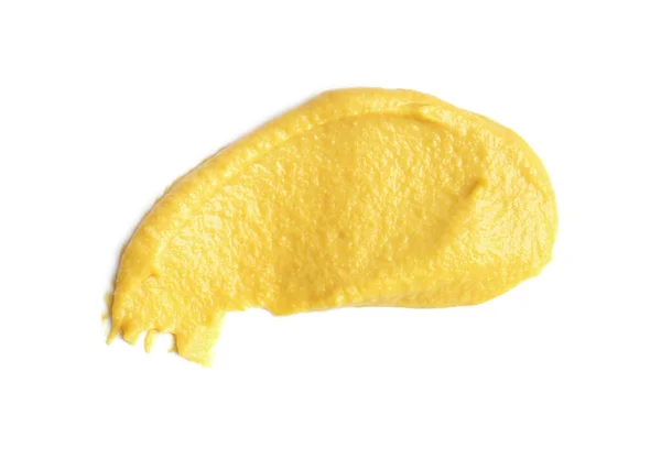 Smear Delicious Mustard Isolated White Top View — Stock Photo, Image