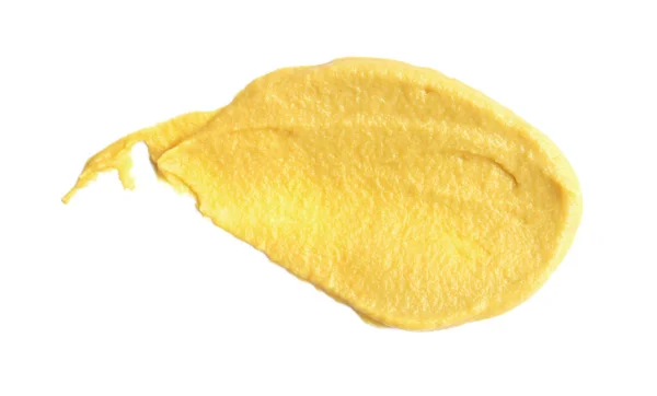 Smear Delicious Mustard Isolated White Top View — Stock Photo, Image