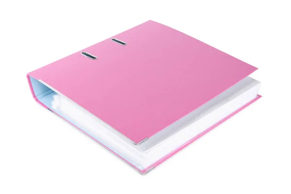 One Pink Office Folder Isolated White — Stock Photo, Image