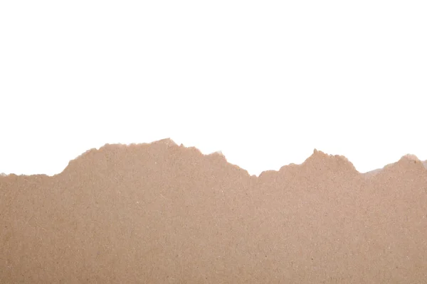 Kahverengi Kağıt Parçası Beyaza Izole Edilmiş Üst Manzara Metin Için — Stok fotoğraf