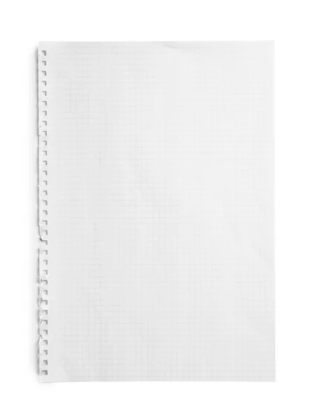 Checkered Sheet Paper White Background Top View — Stock Photo, Image
