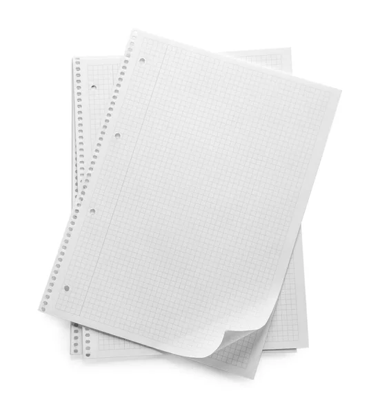 Üst Görünümde Beyaz Arkaplan Üzerine Işaretlenmiş Kağıt Sayfaları Yığını — Stok fotoğraf