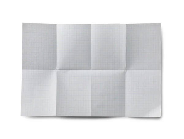 Gecontroleerd Vel Papier Met Plooien Witte Achtergrond Bovenaanzicht — Stockfoto