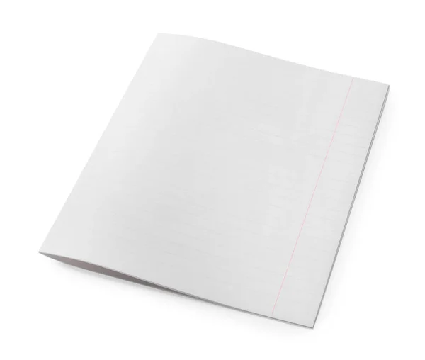 Feuille Papier Copybook Doublée Sur Fond Blanc — Photo