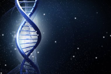 Koyu arkaplanda DNA yapısı, metin için boşluk. Görüntü