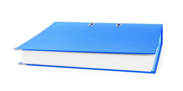Jeden Niebieski Folder Biurowy Białym — Zdjęcie stockowe