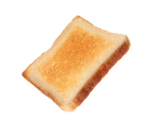 Кусок Вкусного Поджаренного Хлеба Изолированного Белом — стоковое фото