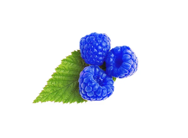 Fresh Tasty Blue Raspberries Isolated White — Stock Photo, Image