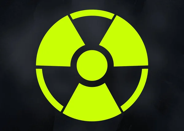 Sinal Radioactivo Fundo Preto Símbolo Perigo — Fotografia de Stock