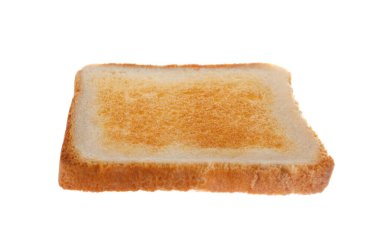 Slice of delicious toasted bread isolated on white