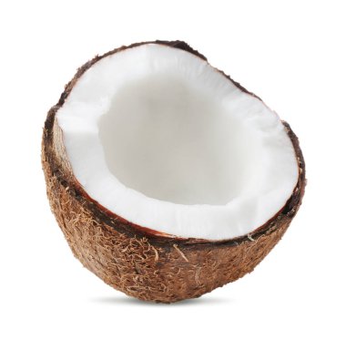 Half of ripe coconut isolated on white