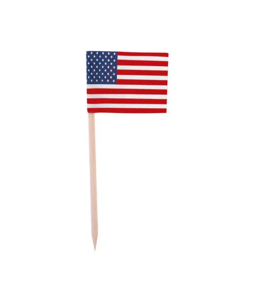 Kis Papír Zászló Usa Elszigetelt Fehér — Stock Fotó