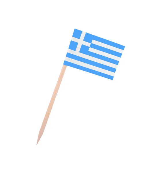 Μικρή Χάρτινη Σημαία Της Ελλάδας Απομονωμένη Λευκό — Φωτογραφία Αρχείου