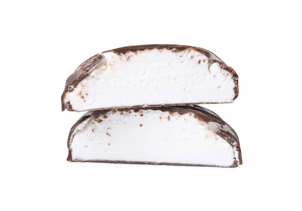 Вкусный Шоколадный Зефир Изолированный Белом — стоковое фото