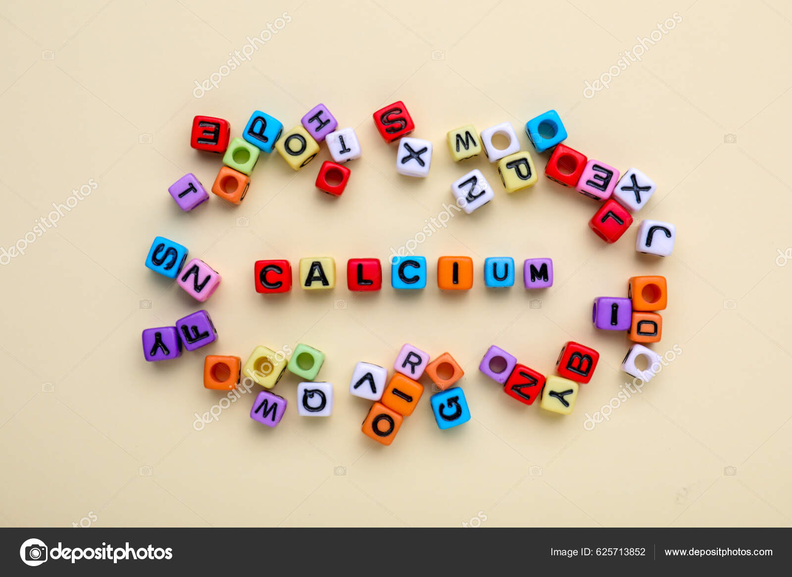 Word Calcium Made Colorful Plastic Beads Letters Beige Background Top Stock  Photo by ©NewAfrica 625713852