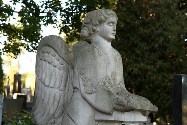 Hermosa Estatua Ángel Cementerio Símbolo Religioso — Foto de Stock