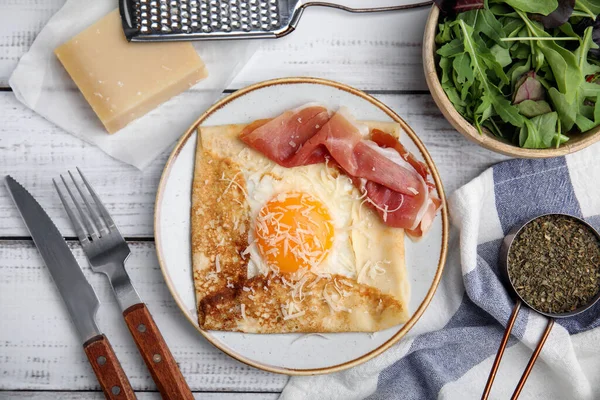 달걀을 맛있는 크레이프는 있었다 Breton Galette — 스톡 사진