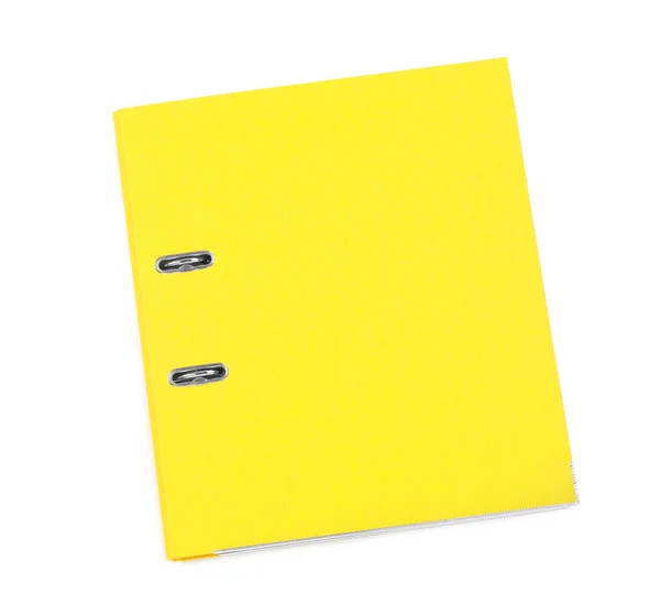 Ein Gelber Büroordner Isoliert Auf Weiß Draufsicht — Stockfoto