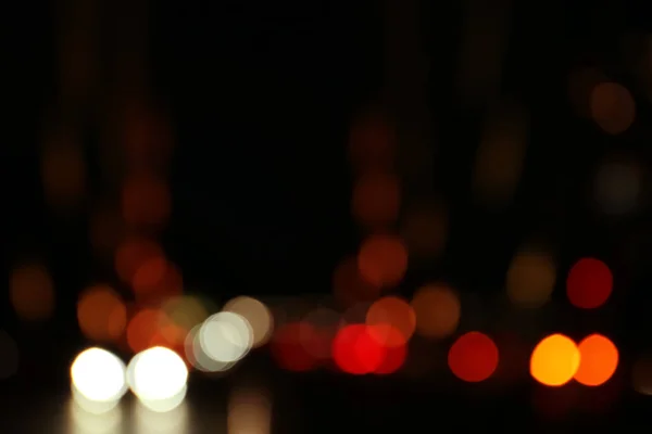 Vista Borrosa Las Luces Ciudad Por Noche Efecto Bokeh —  Fotos de Stock