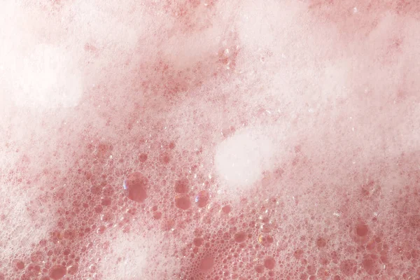 Pluizig Badschuim Roze Achtergrond Close — Stockfoto