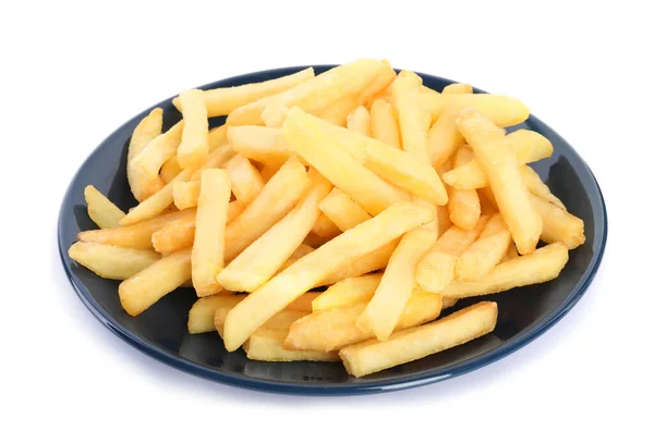 Plate Delicious French Fries White Background — Photo